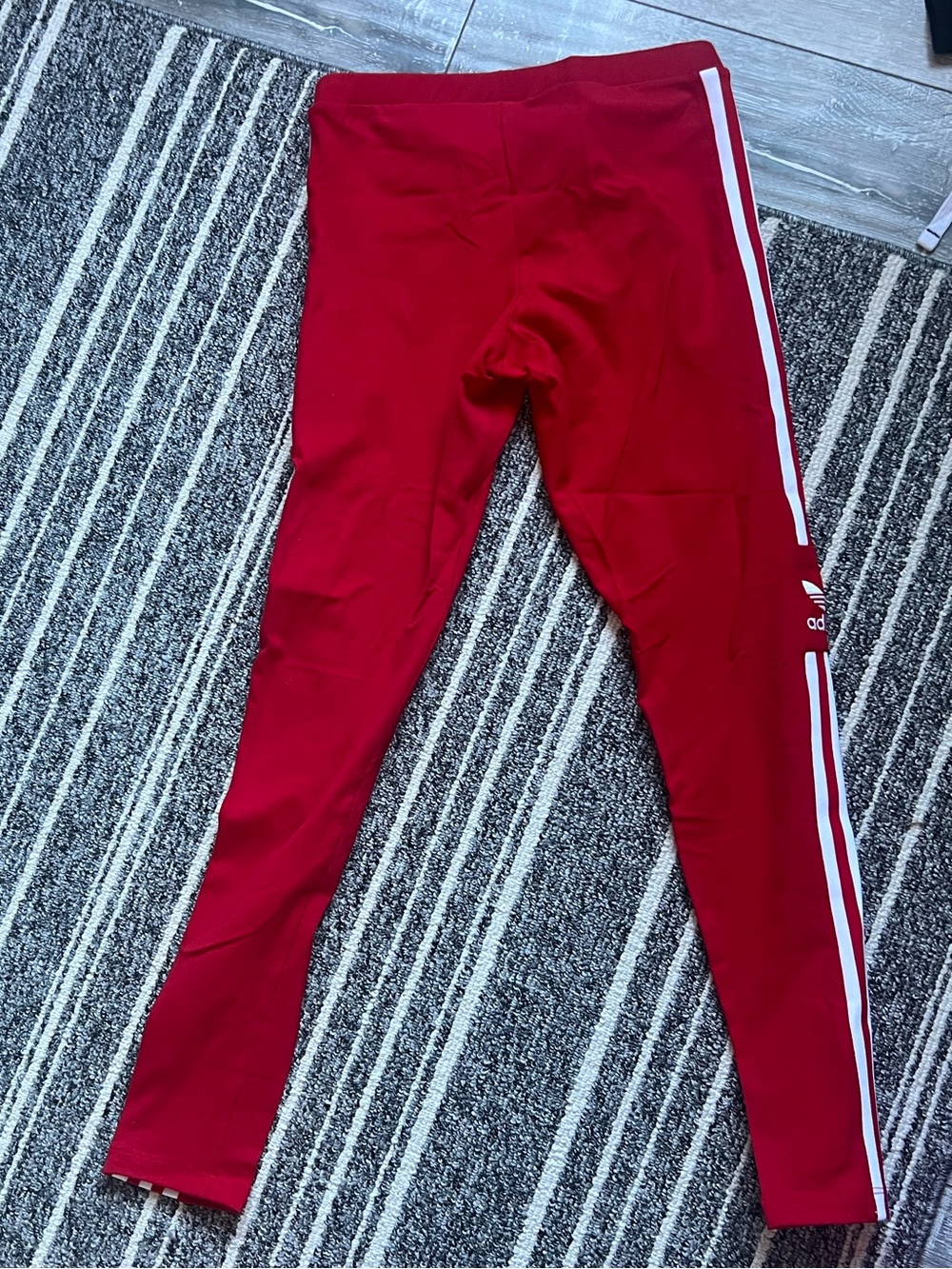 adidas Red Leggings with White Side Stripes